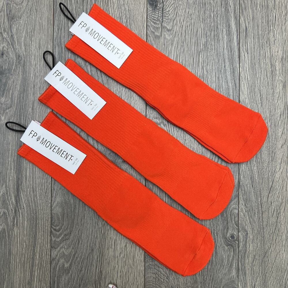 3 Pack Free People FP Movement Last Lap Tube Socks Lucky Honey Orange One Size